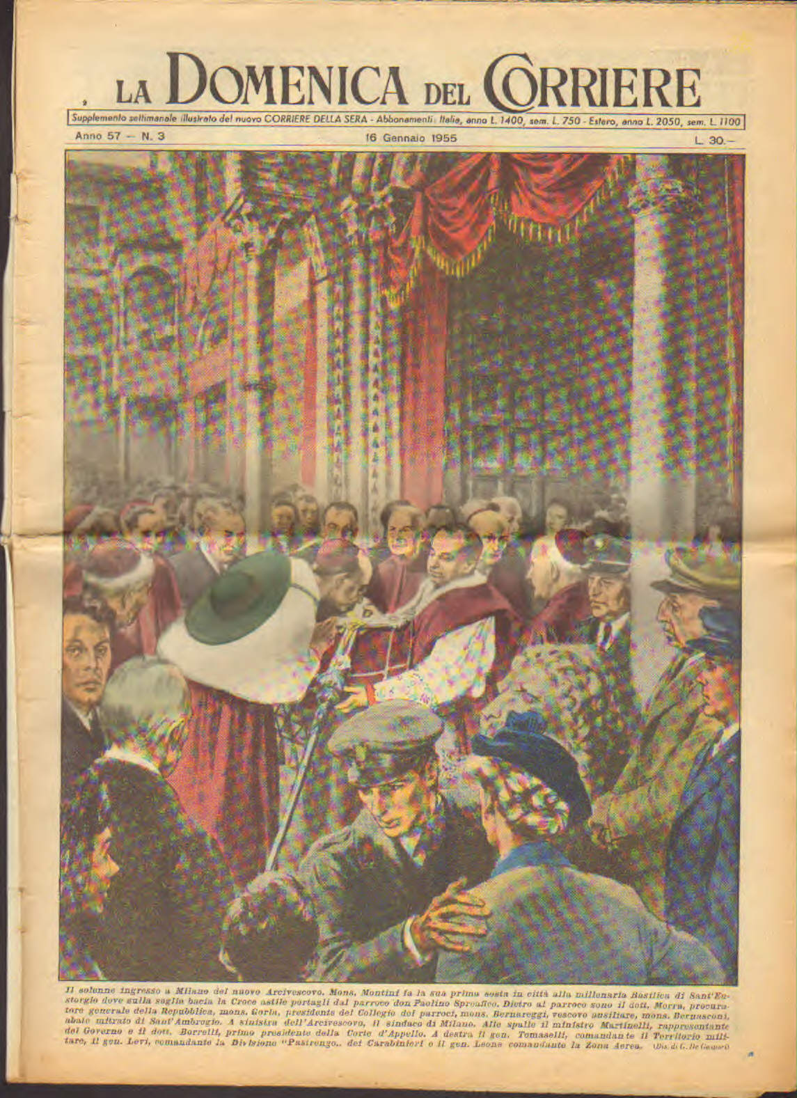 Domenica del corriere anno 57 n.3 del 16 gennaio 1955